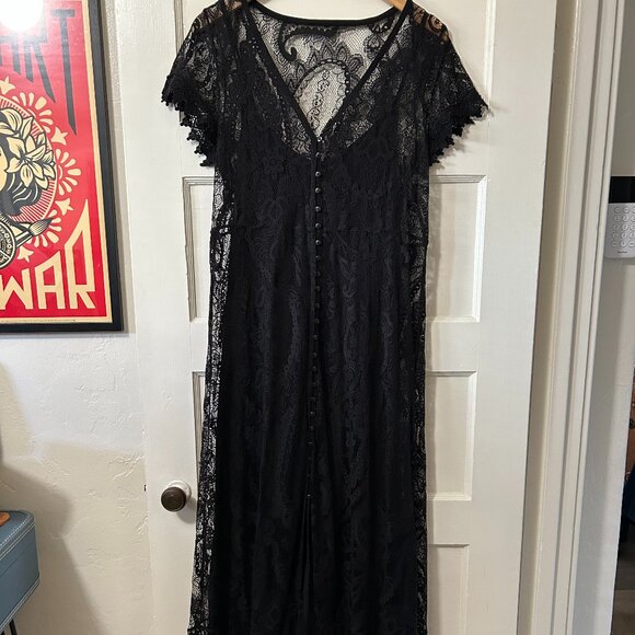 Torrid Long Black Lace Dress - Picture 1 of 8